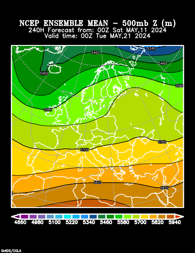 NCEP-Ensembles Geopotential (+240h)