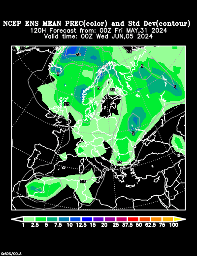NCEP Ensemble t = 120 hour forecast product